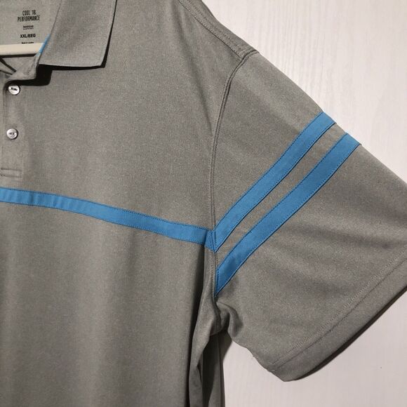 Haggar Polo Shirt Men's XXL Gray Blue Stripes Cool 18 Performance Golf Prep New - Picture 3 of 11